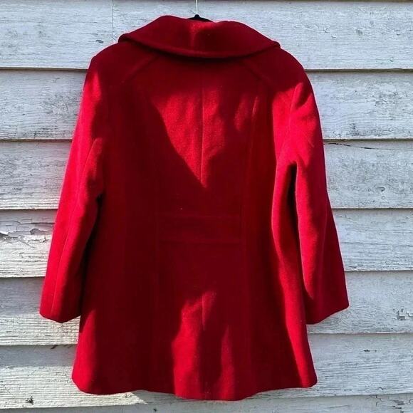 London fog, red lined double breasted pea coat size medium - Picture 2 of 7